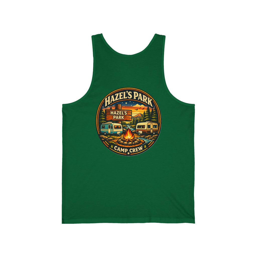 Hazel's Park Camp Crew Tank — Retro Camping Patch Tank Top