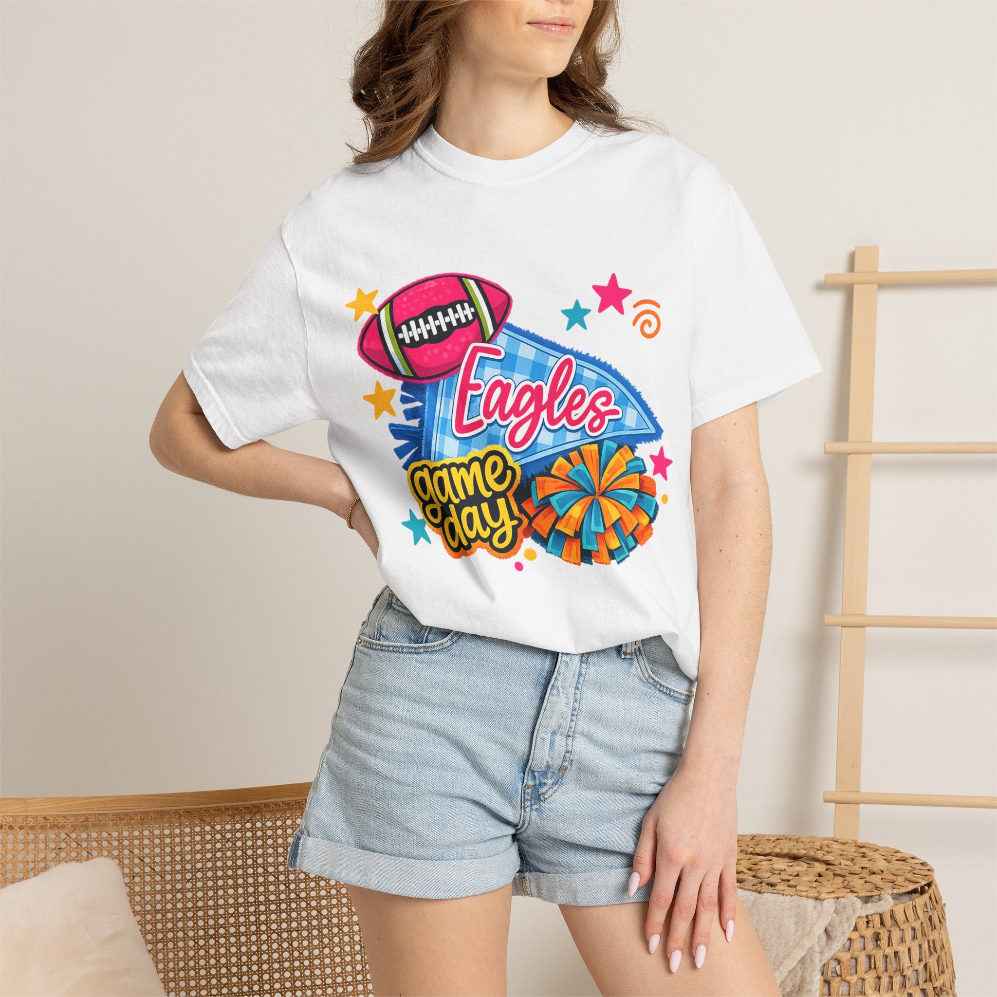 Adult Colorful Eagles Game Day T-Shirt — Football & Cheer Graphic Tee