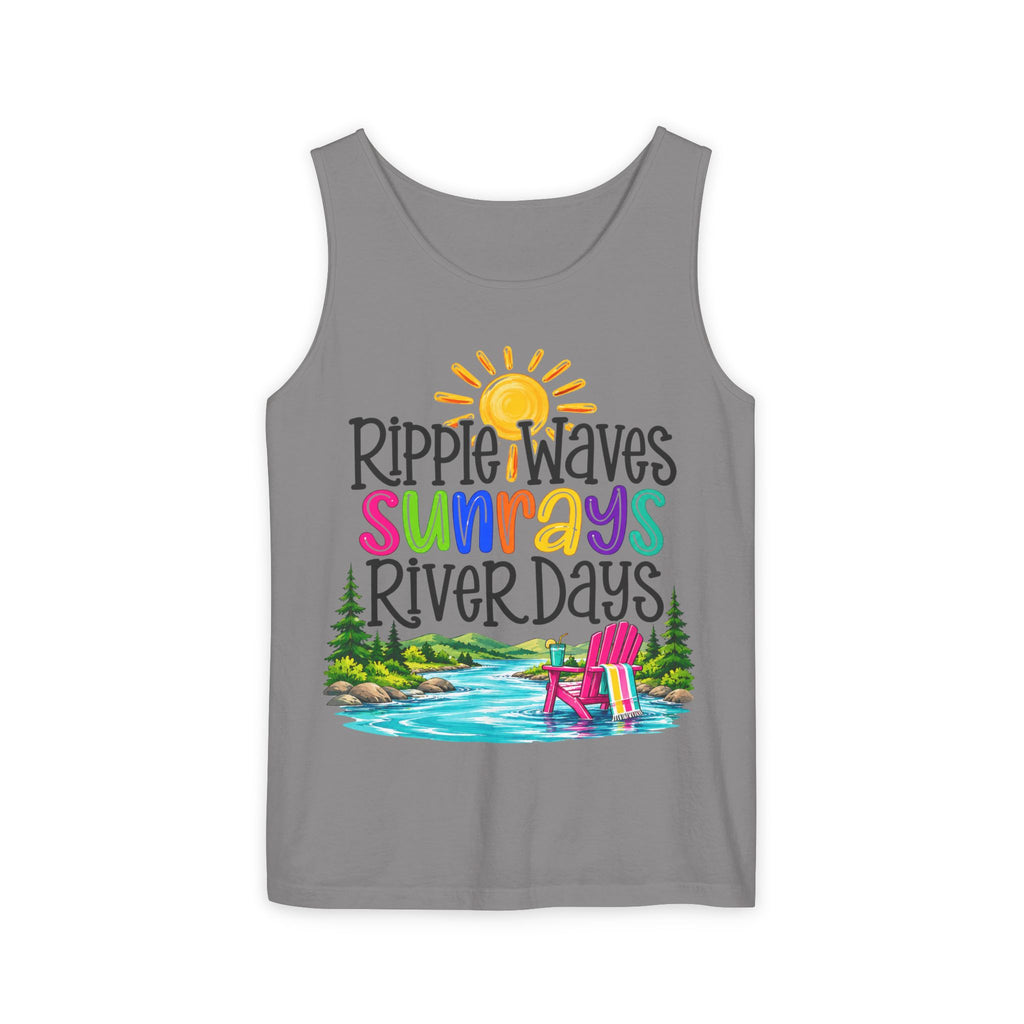 Ripple Waves Sunrays River Days Tank Top – Colorful Summer River Graphic – Comfort Colors® 9360