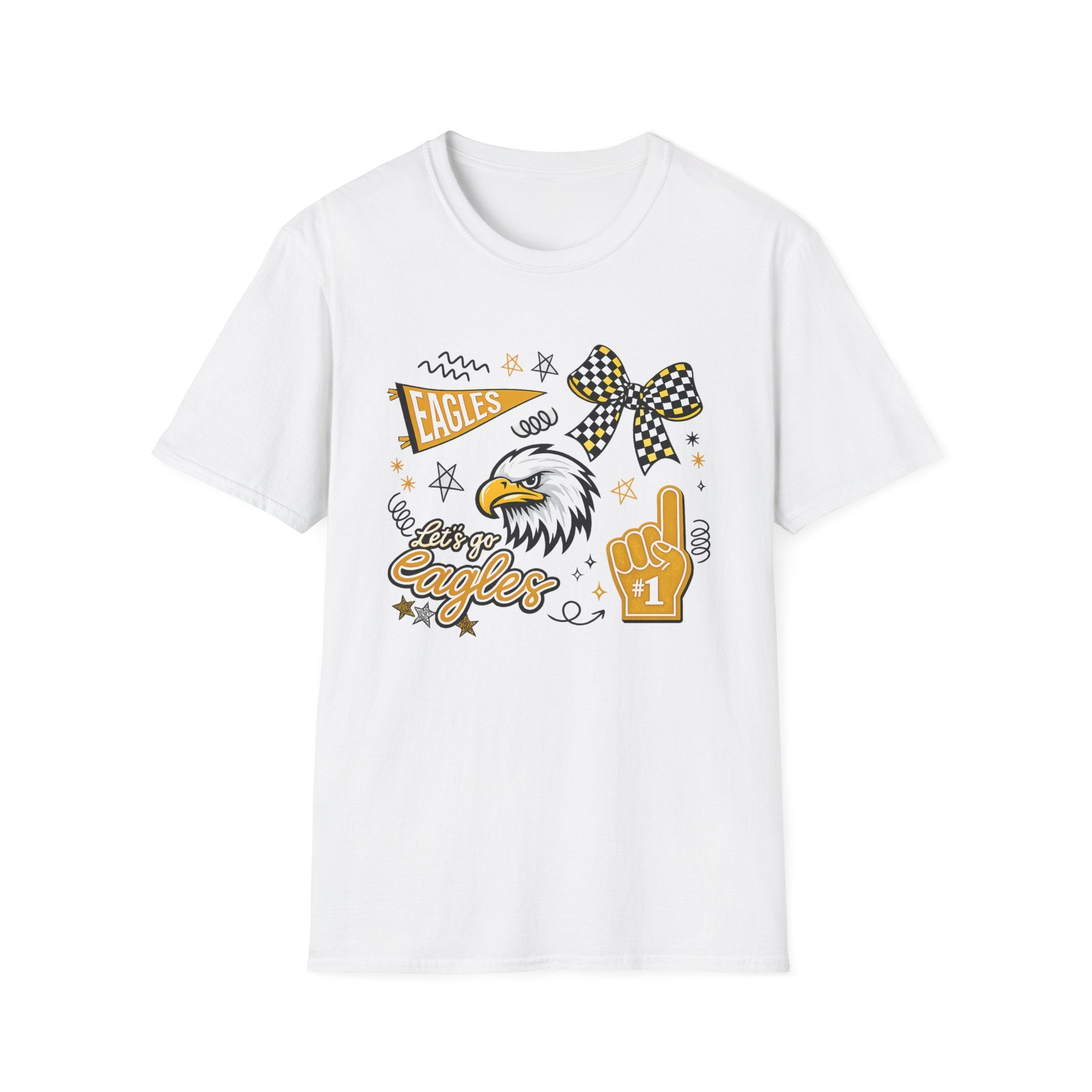 Adult Eagles Cheer Bow & Mascot Fan Tee