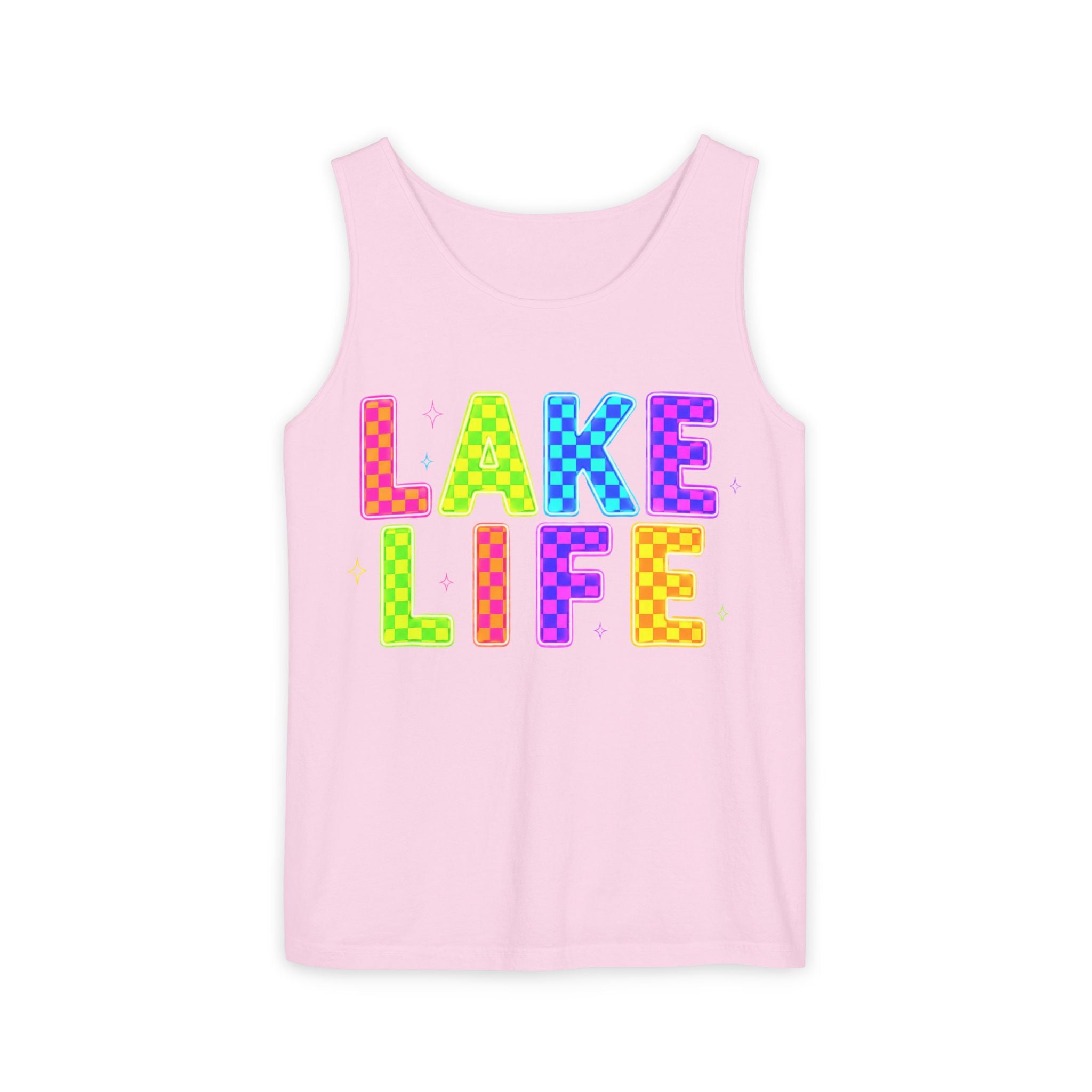 Lake Life Tank Top – Colorful Retro Checkerboard Summer Shirt