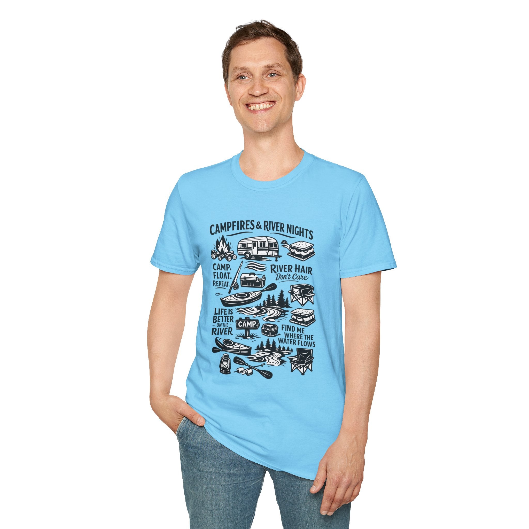 Camping on the River Shirt – Float Trip Graphic Tee – Outdoorsy Camping T‑Shirt