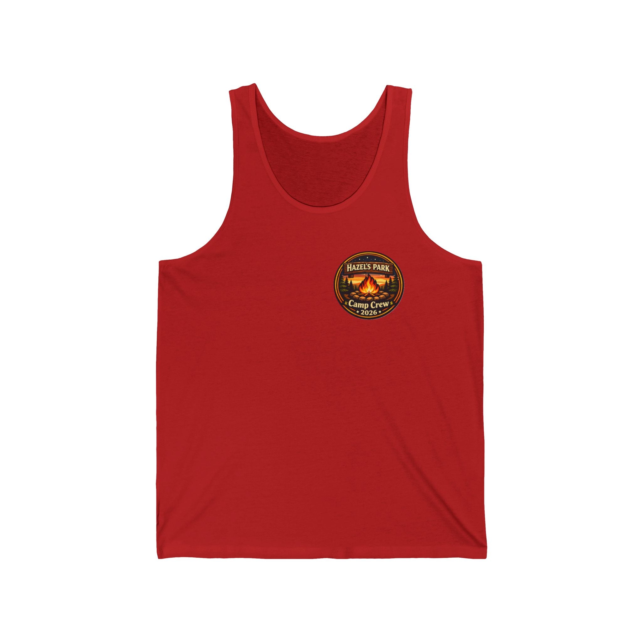 Hazel's Park Camp Crew Tank — Retro Camping Patch Tank Top