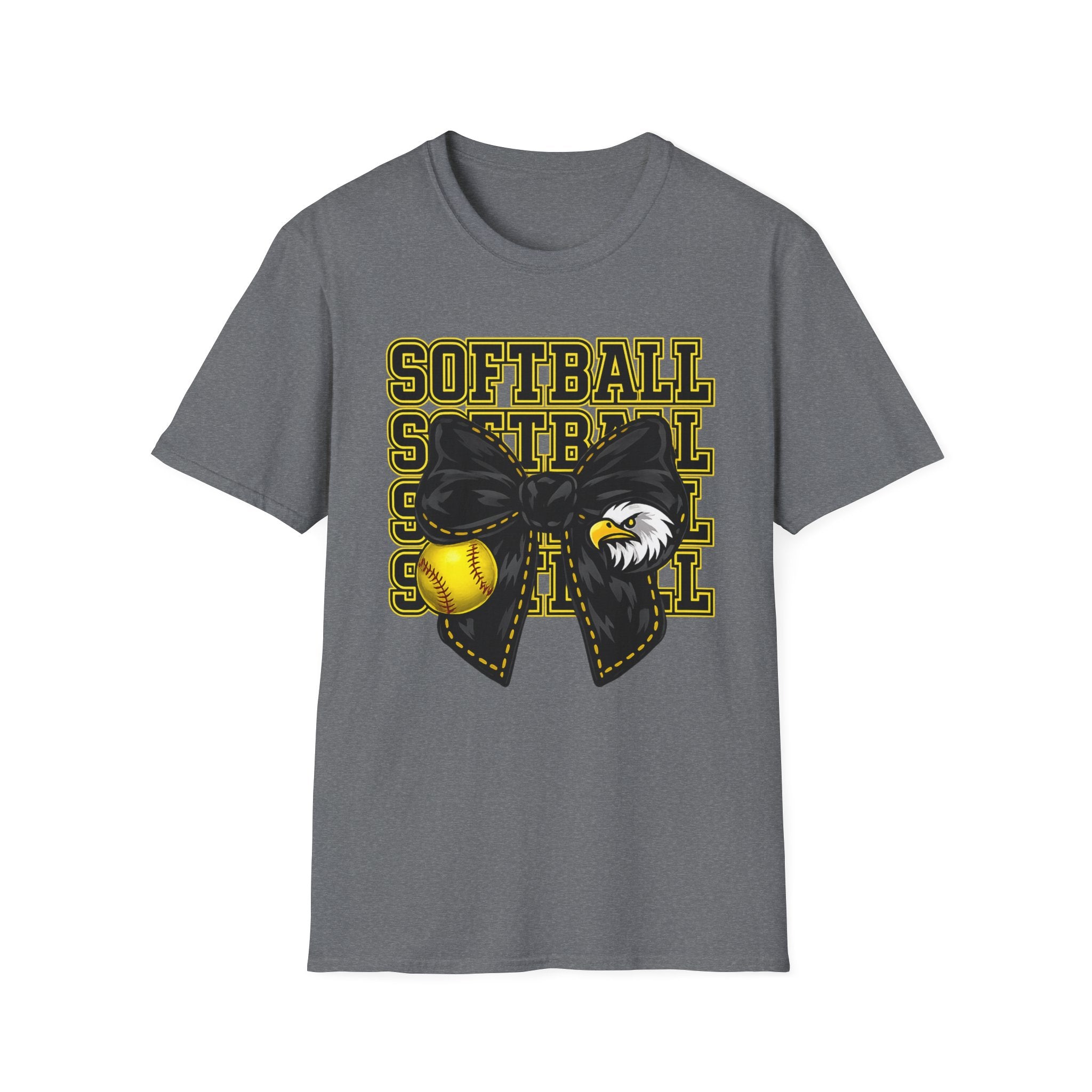 Adult Eagles SOFTBALL Bow T‑Shirt — Vintage Mascot Graphic Tee
