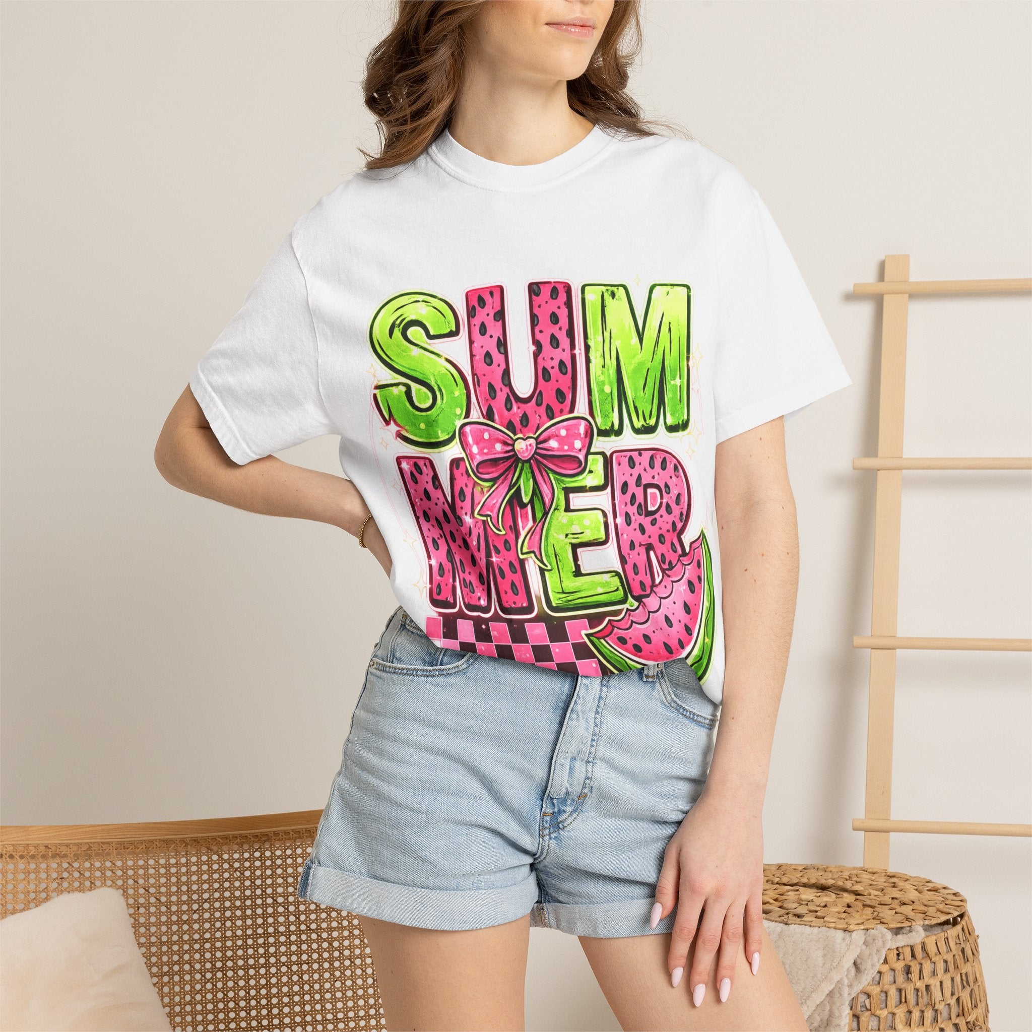 Summer Watermelon Graphic Tee – Comfort Colors® 1717 – Retro Neon Summer Shirt