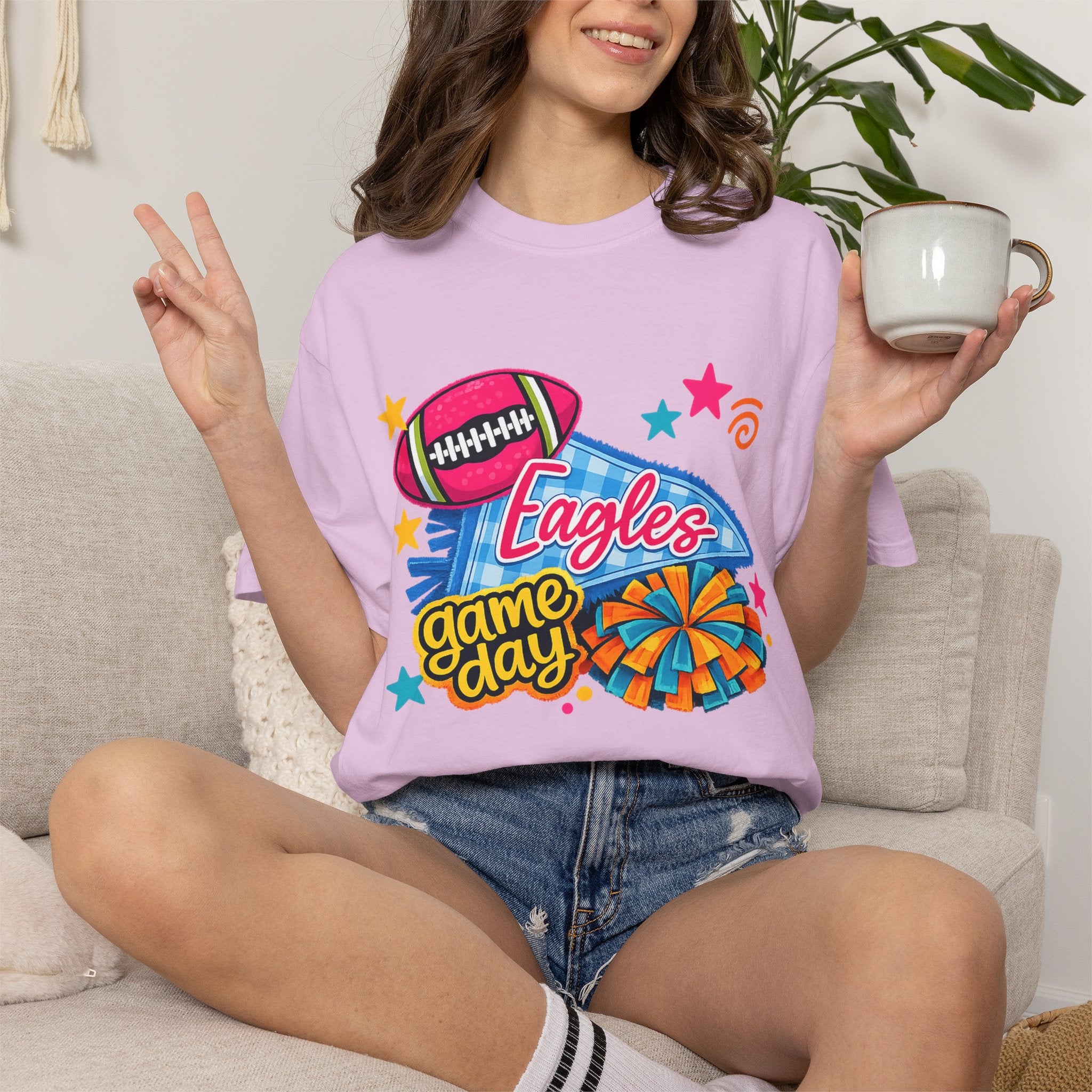 Adult Colorful Eagles Game Day T-Shirt — Football & Cheer Graphic Tee