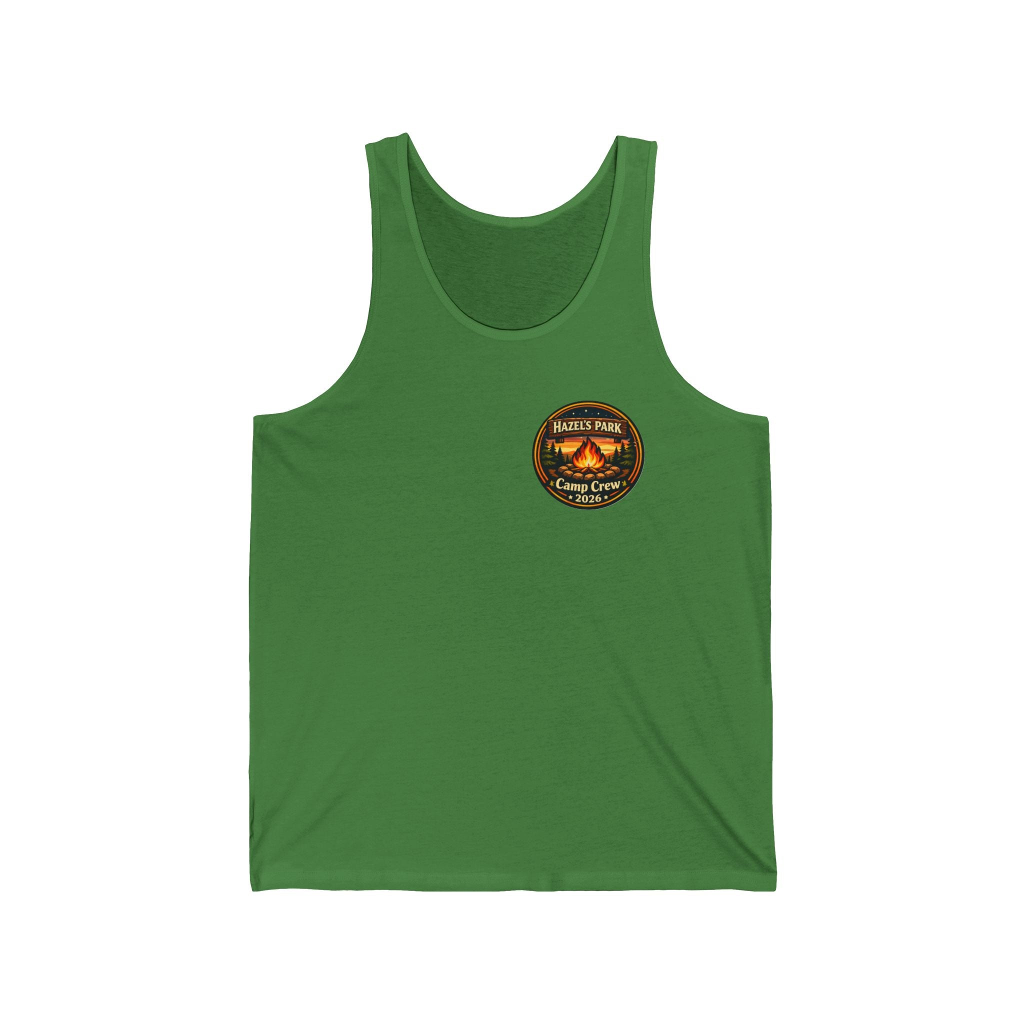Hazel's Park Camp Crew Tank — Retro Camping Patch Tank Top