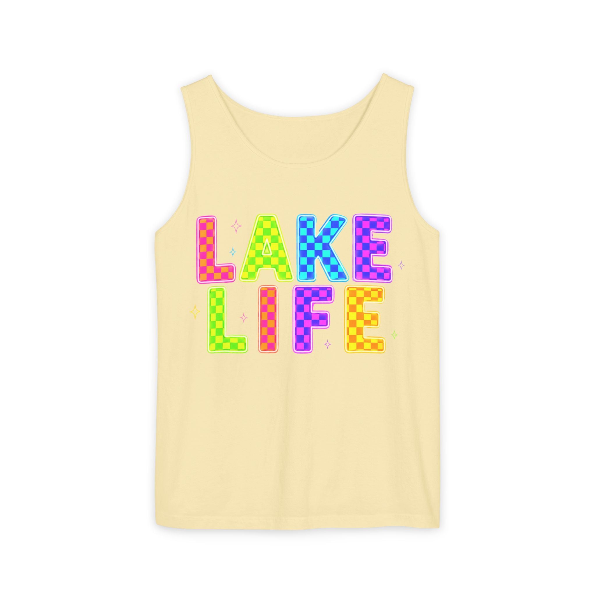 Lake Life Tank Top – Colorful Retro Checkerboard Summer Shirt