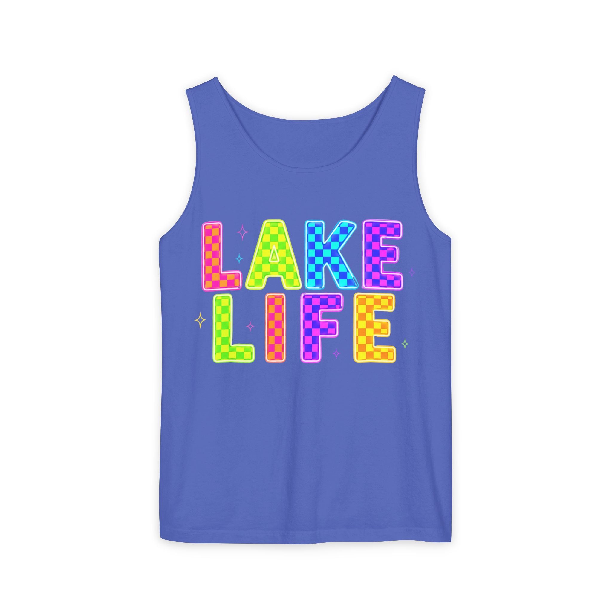 Lake Life Tank Top – Colorful Retro Checkerboard Summer Shirt