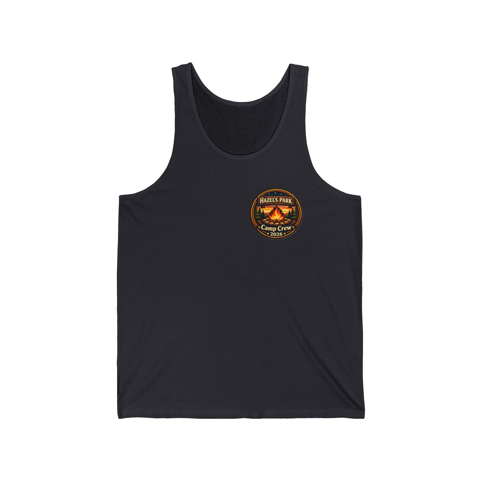 Hazel's Park Camp Crew Tank — Retro Camping Patch Tank Top