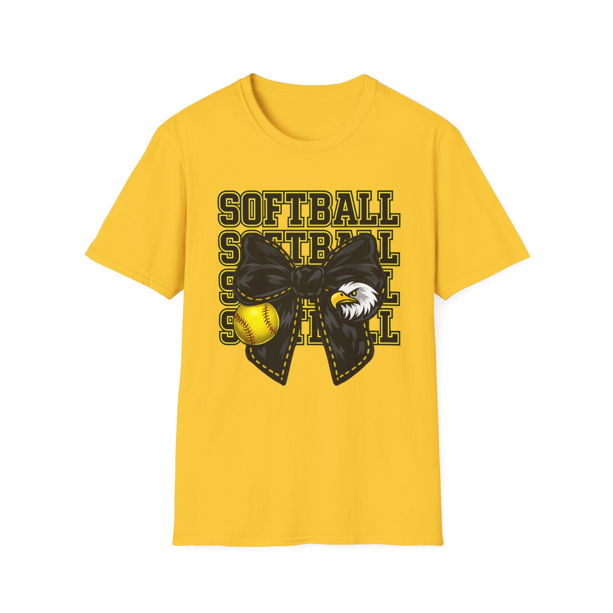 Adult Eagles SOFTBALL Bow T‑Shirt — Vintage Mascot Graphic Tee