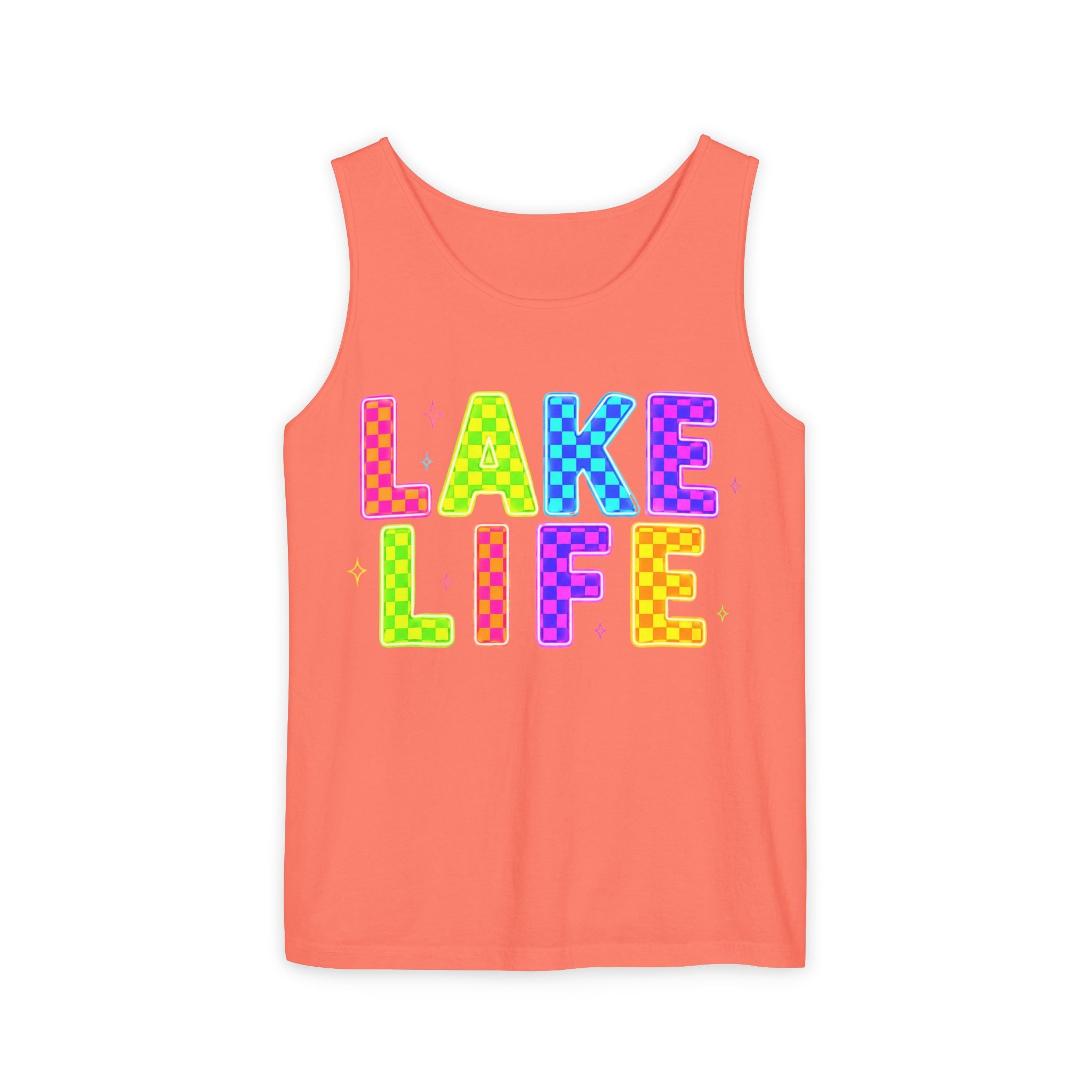 Lake Life Tank Top – Colorful Retro Checkerboard Summer Shirt