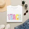 Teacher Pastel Patchwork T-Shirt — 'TEACH' Cute School Staff Gift