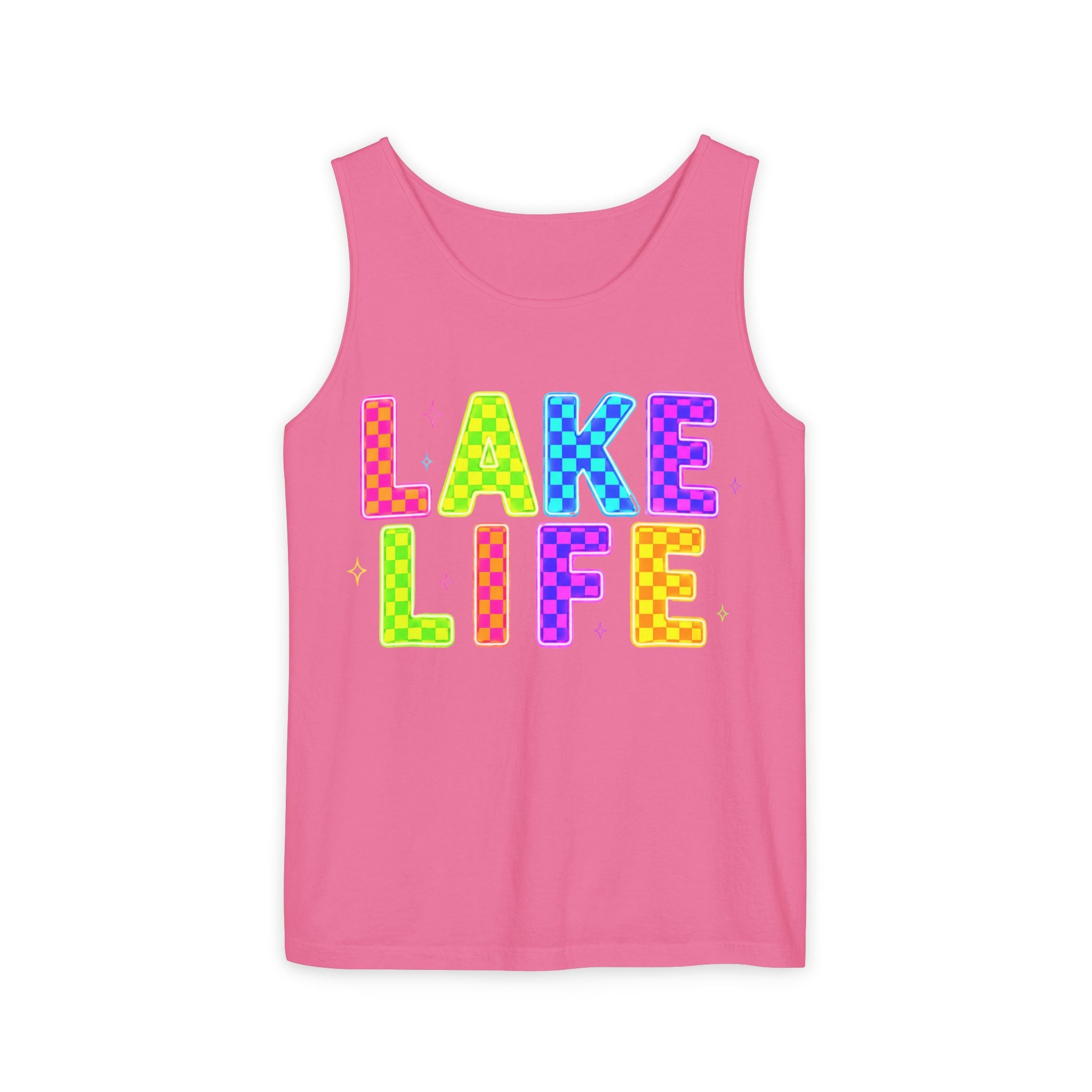 Lake Life Tank Top – Colorful Retro Checkerboard Summer Shirt