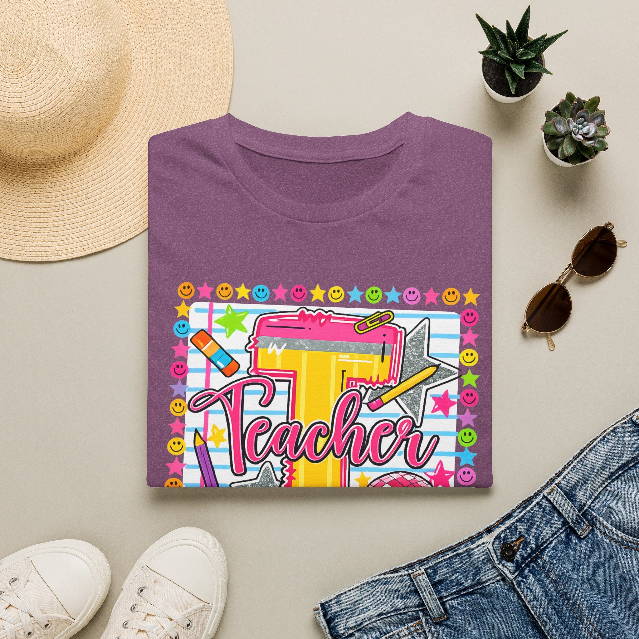 T is for Teacher — Colorful School Supplies Design