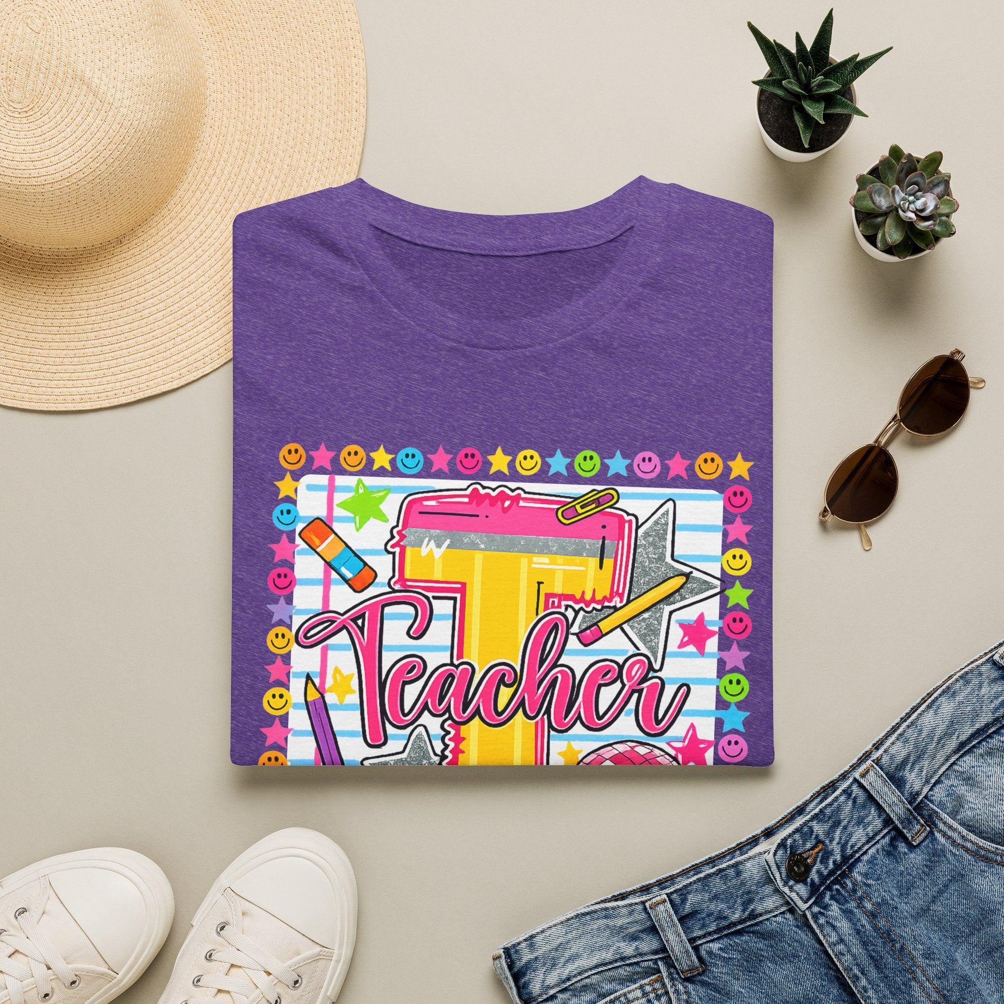 T is for Teacher — Colorful School Supplies Design