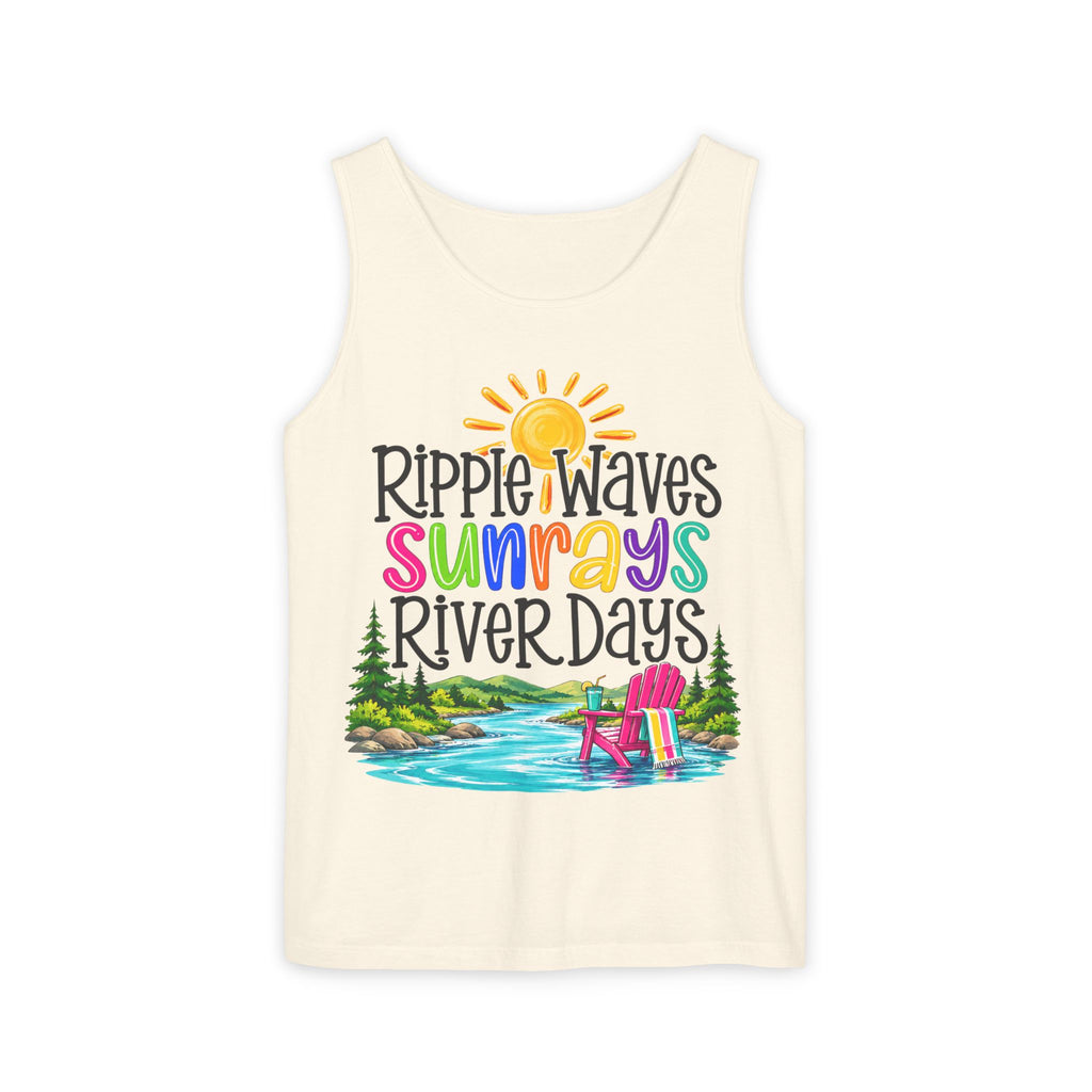 Ripple Waves Sunrays River Days Tank Top – Colorful Summer River Graphic – Comfort Colors® 9360
