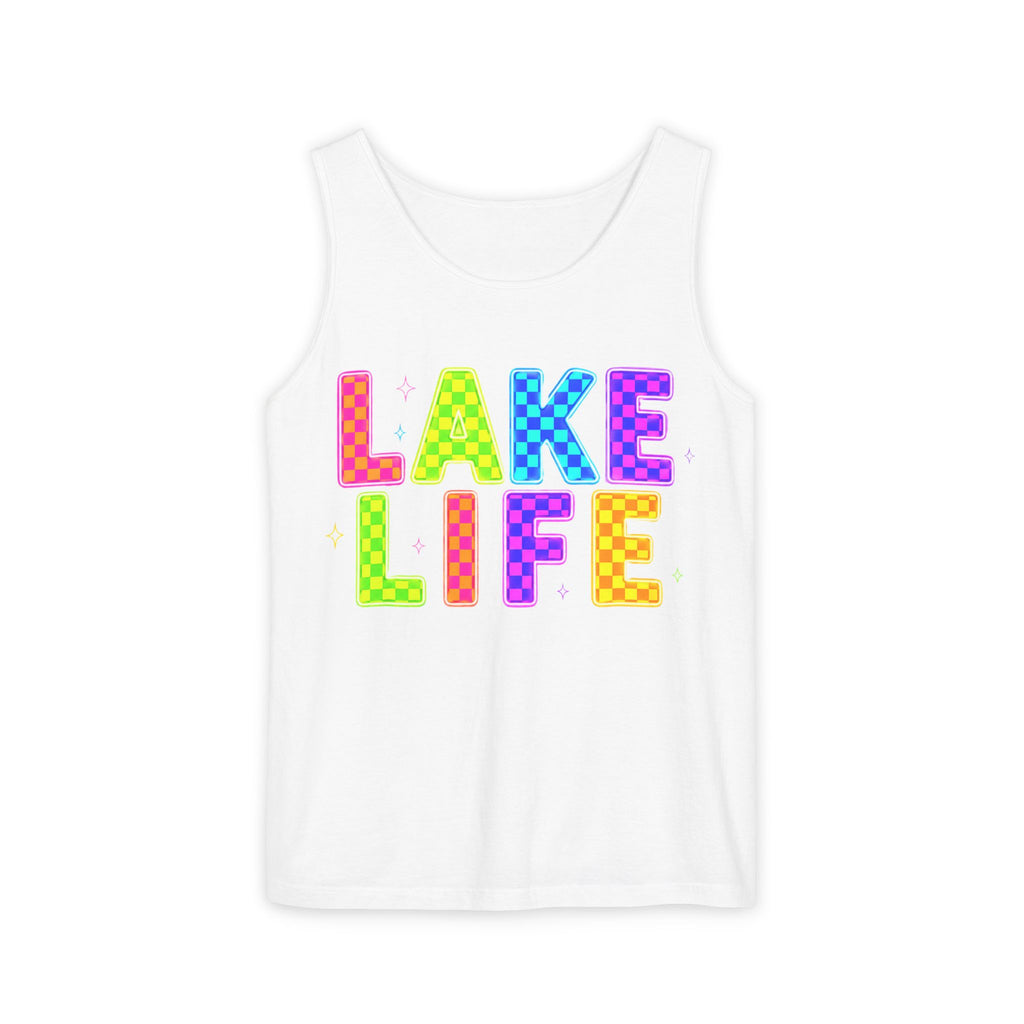 Lake Life Tank Top – Colorful Retro Checkerboard Summer Shirt