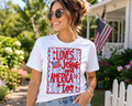 Loves Jesus and America Too T‑Shirt – Patriotic Faith Graphic Tee – Gildan Softstyle 64000