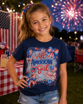 All American Girl Kids T‑Shirt — Patriotic 4th of July Tee for Girls