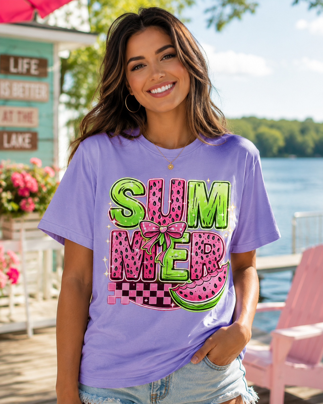 Summer Watermelon Graphic Tee – Comfort Colors® 1717 – Retro Neon Summer Shirt