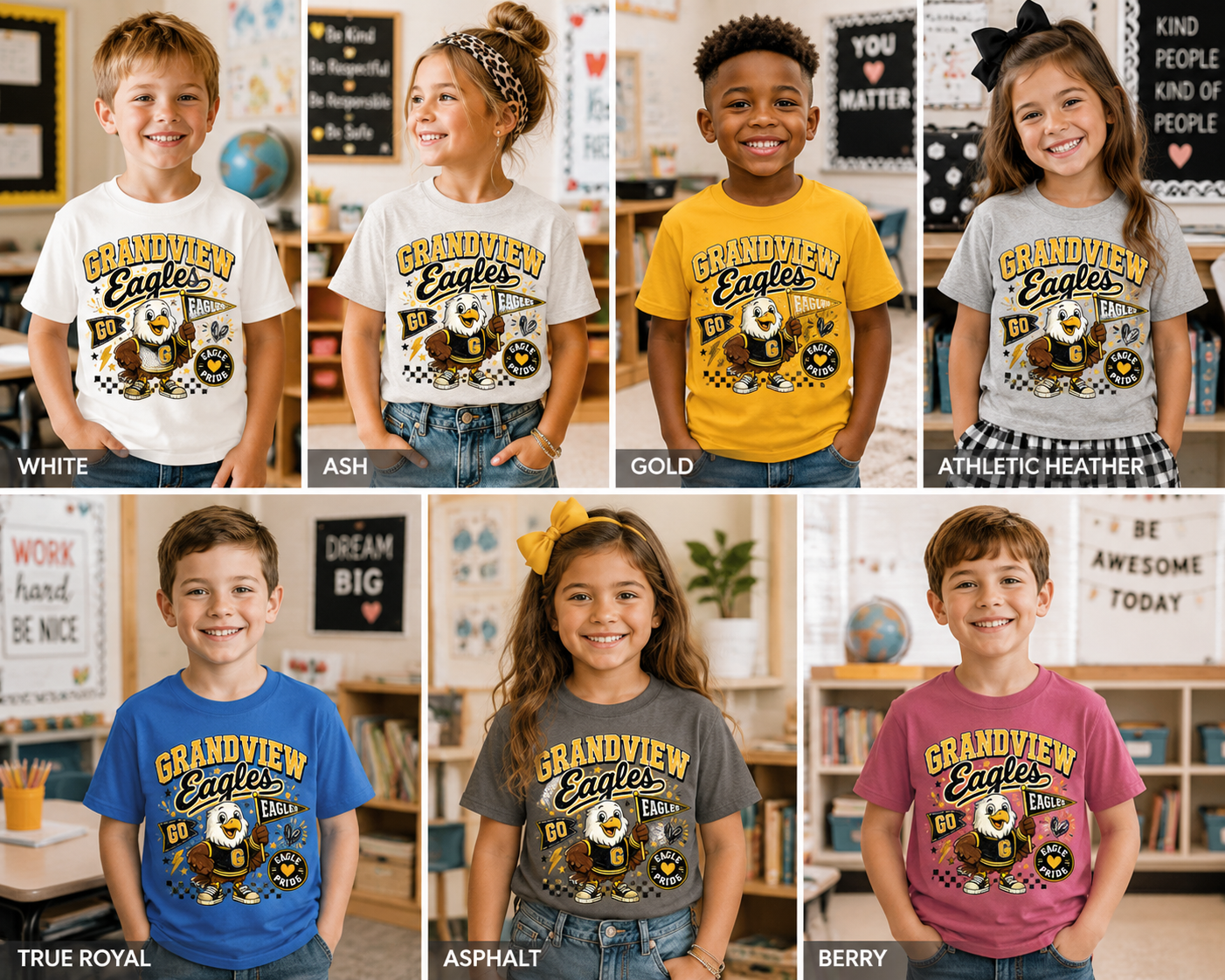 Grandview Eagles Youth T-Shirt — Go Eagles Mascot Tee