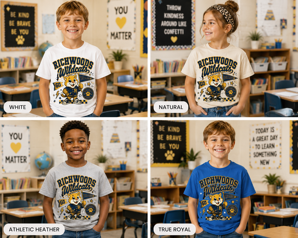 Richwoods Wildcats Youth Tee — Vintage Mascot School Spirit Shirt