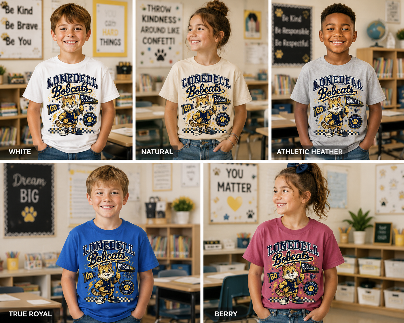 Lonedell Bobcats Youth Tee — Go Bobcats School Spirit Shirt