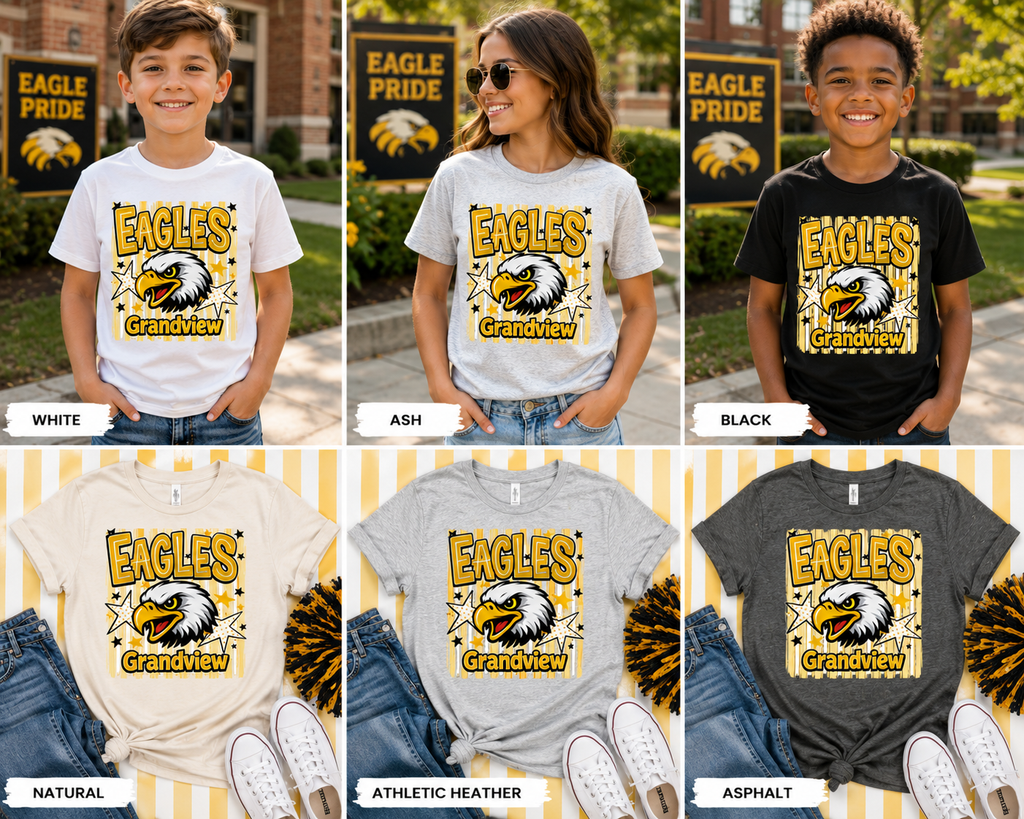 Youth Striped Eagles Grandview T-Shirt — Kids School Spirit Tee