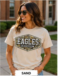 Adult Eagles Grandview Camo Hex Logo T-Shirt | Military Camo School Spirit