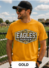 Adult Eagles Grandview Camo Hex Logo T-Shirt | Military Camo School Spirit