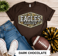 Adult Eagles Grandview Camo Hex Logo T-Shirt | Military Camo School Spirit