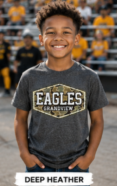 Youth Eagles Grandview Camo Hex Logo T-Shirt | Military Camo School Spirit