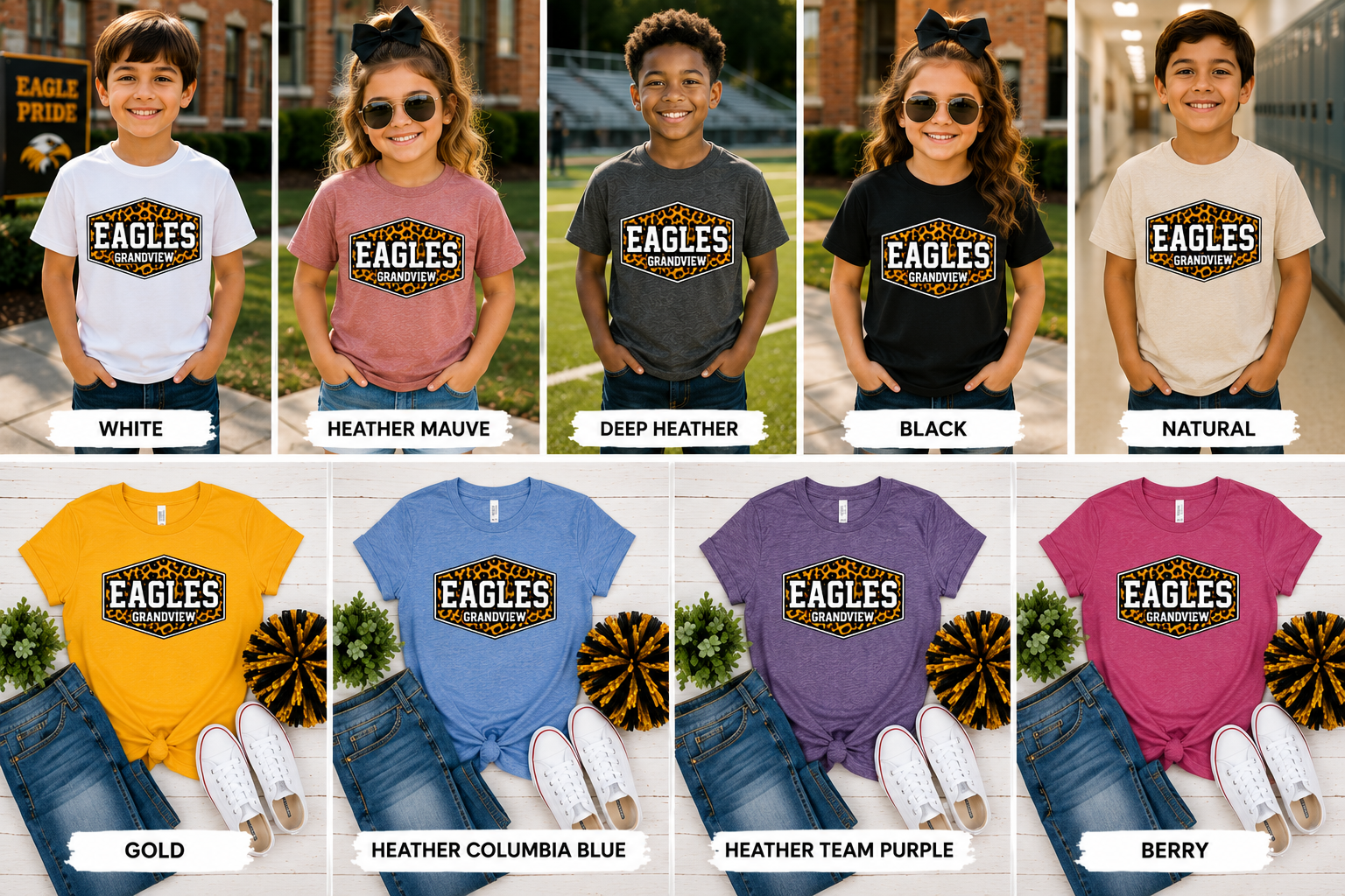 Youth Eagles Grandview Cheetah Logo T-Shirt