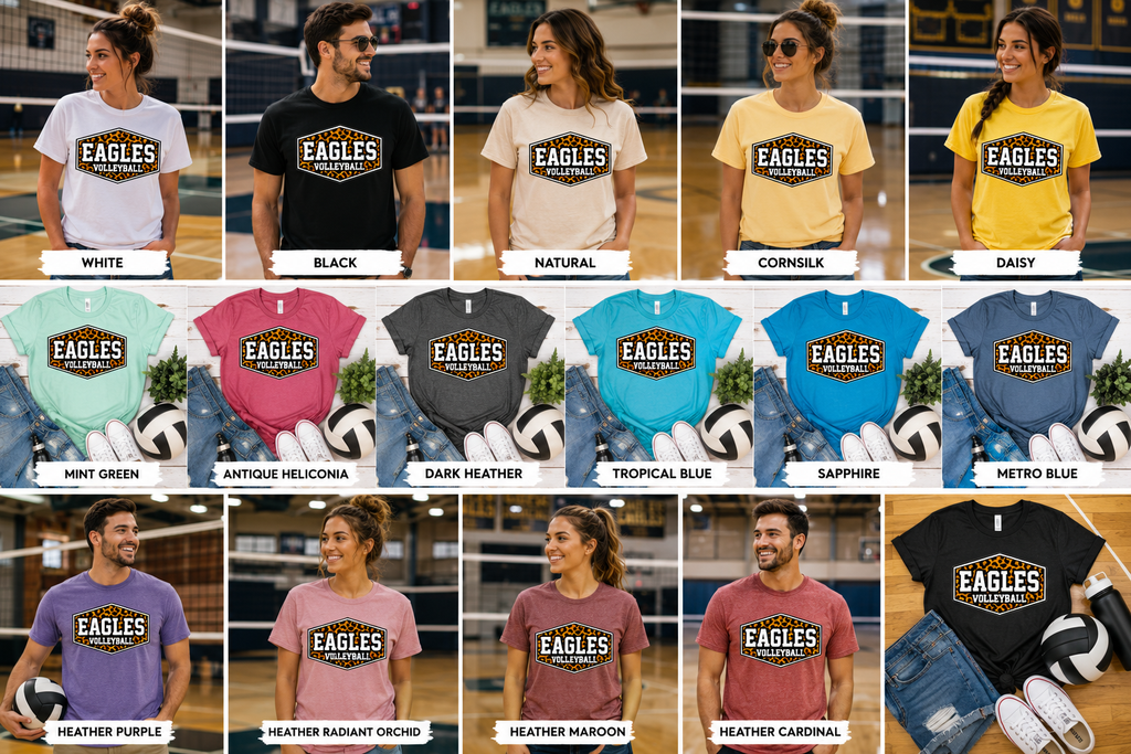 Adult Eagles Volleyball Leopard Patch T-Shirt