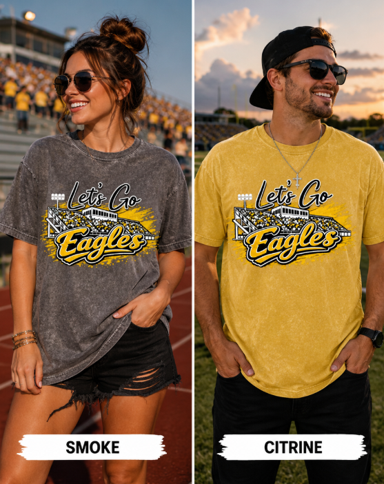 Adult Let's Go Eagles Stadium Tee Tie-Dye T-Shirt — School Spirit Vintage Football Tee - TIE DYE VERSION