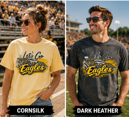 Adult Let's Go Eagles Stadium T-Shirt — Vintage Stadium Football Fan Tee- PLAIN COLOR