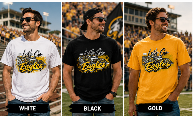 Adult Let's Go Eagles Stadium T-Shirt — Vintage Stadium Football Fan Tee- PLAIN COLOR