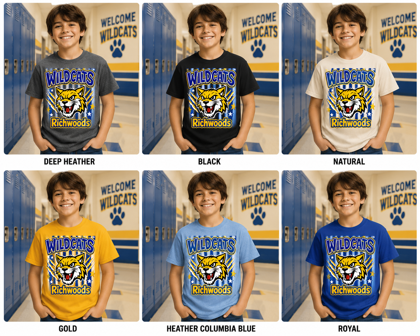 Wildcats Richwoods Youth Tee — School Mascot Kids T-Shirt