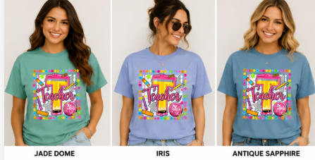 T is for Teacher — Colorful School Supplies Design