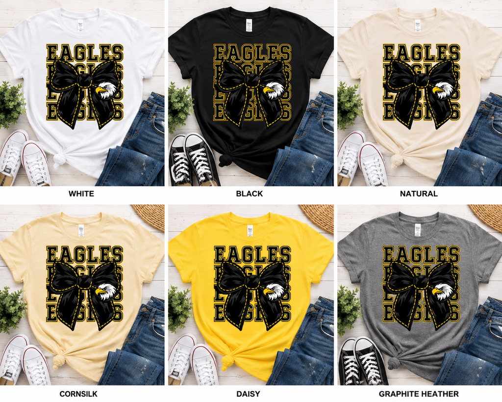 Adult Eagles Bow T‑Shirt — Vintage Mascot Graphic Tee