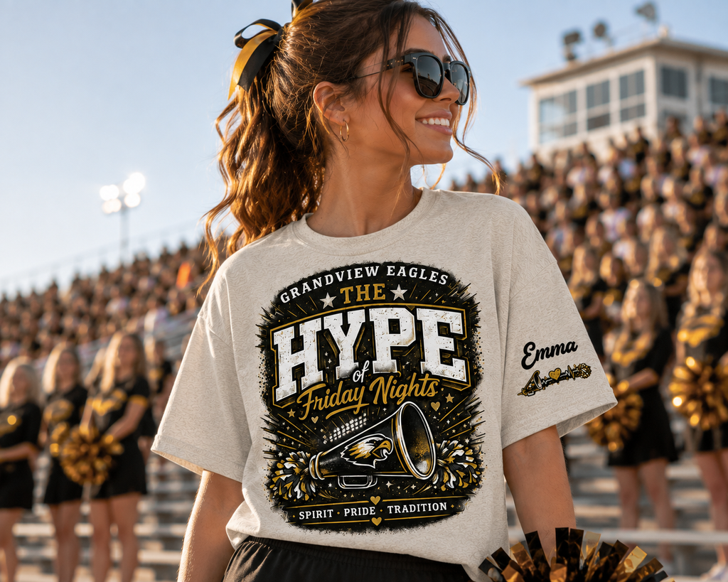 Grandview Eagles | The Hype of Friday Nights | Personalized Cheer Tee