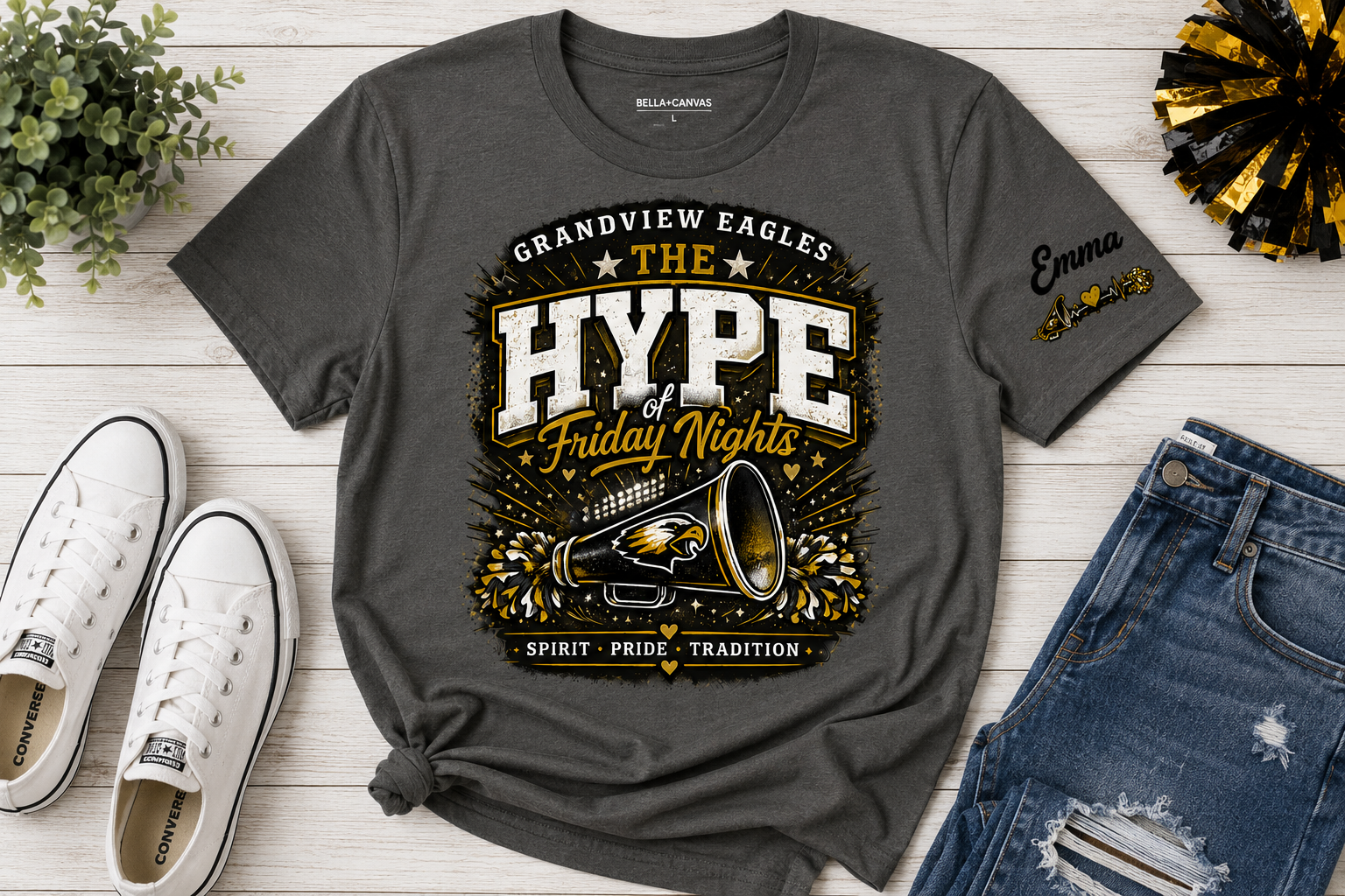 Grandview Eagles | The Hype of Friday Nights | Personalized Cheer Tee