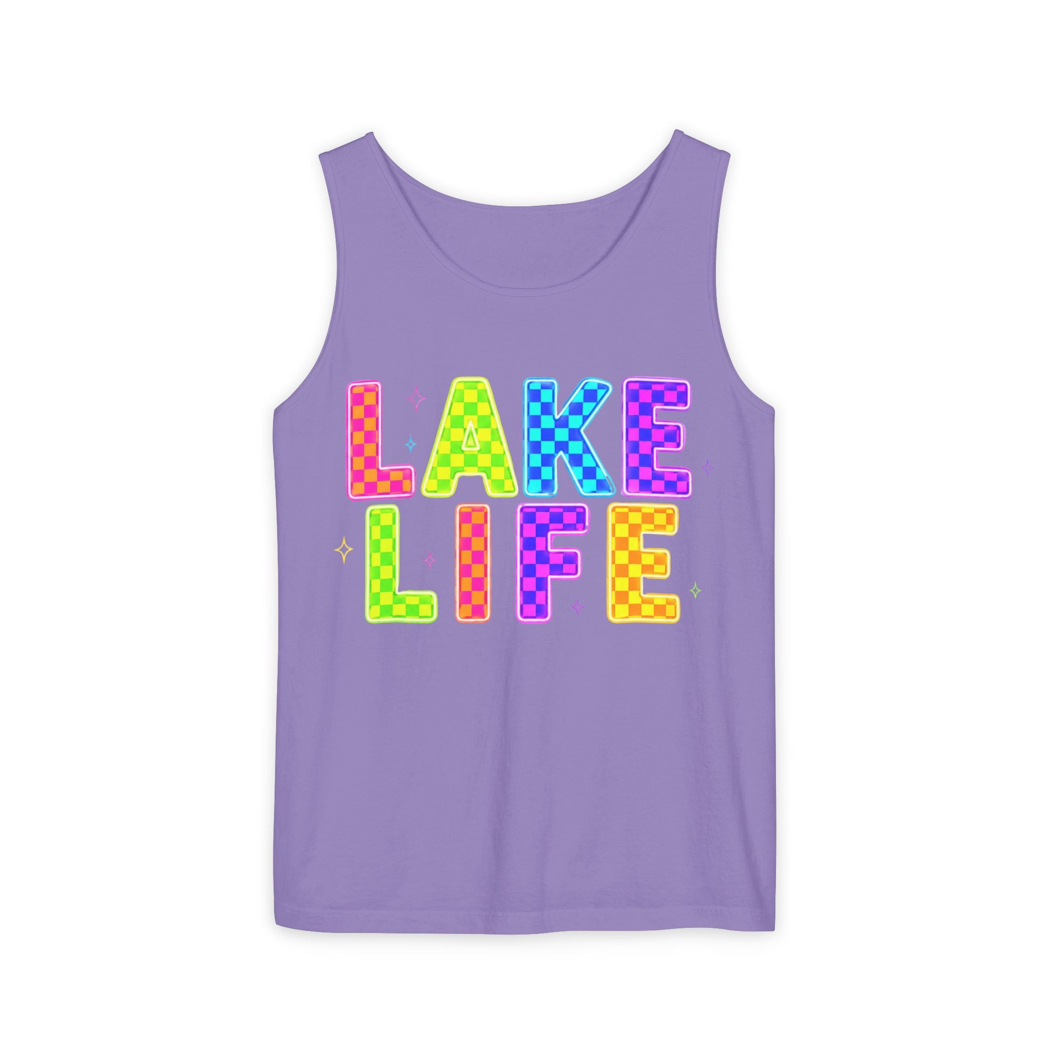 Lake Life Tank Top – Colorful Retro Checkerboard Summer Shirt