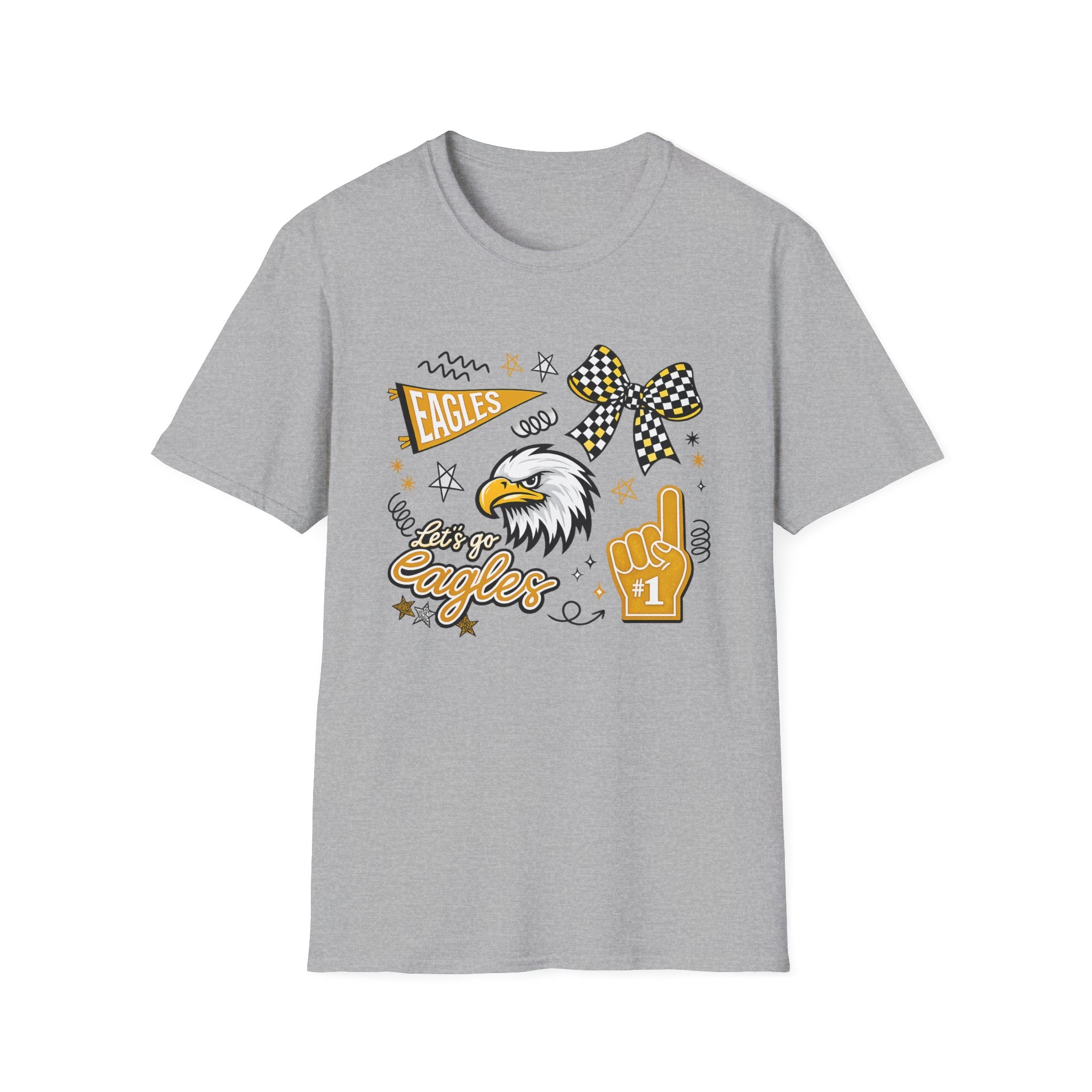 Adult Eagles Cheer Bow & Mascot Fan Tee
