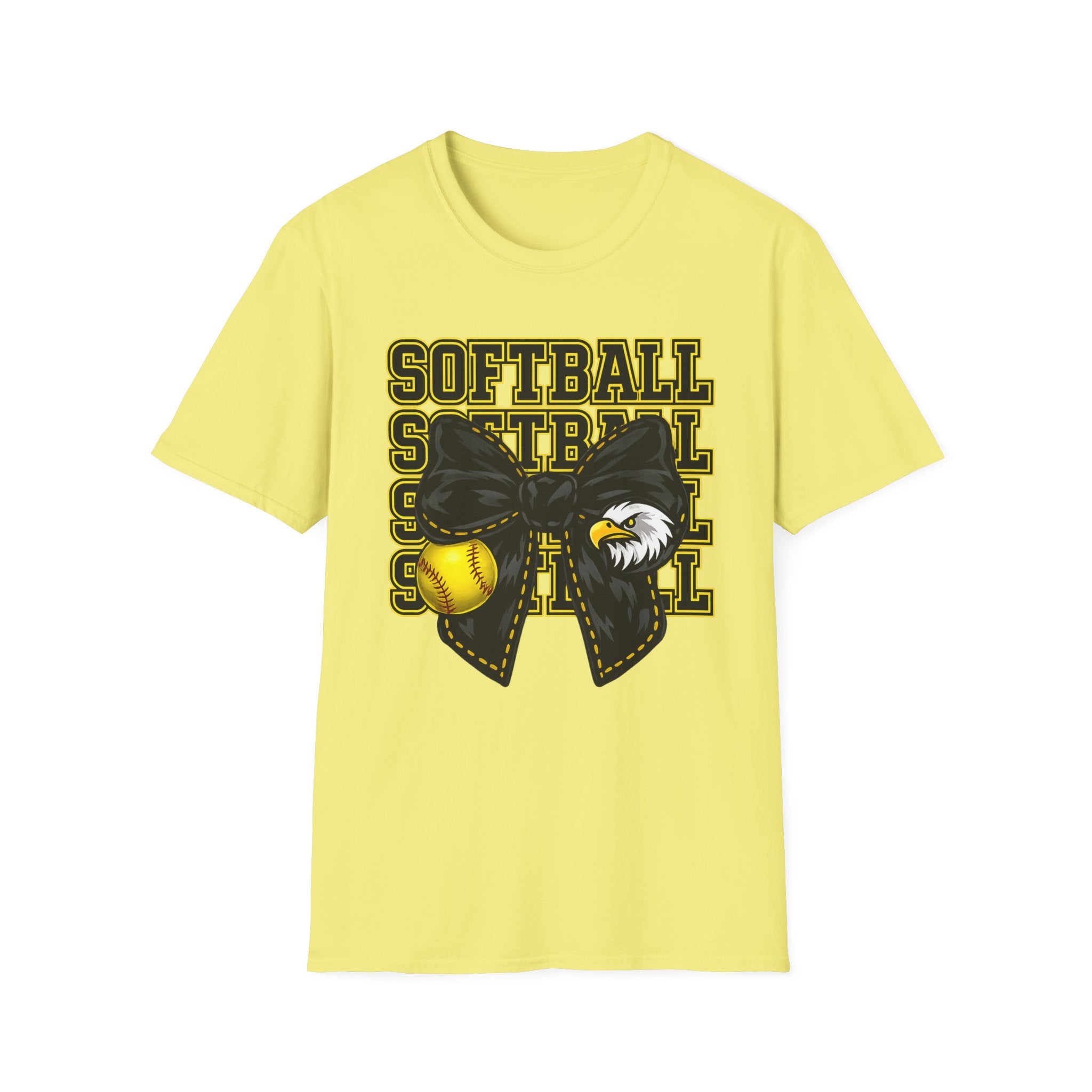 Adult Eagles SOFTBALL Bow T‑Shirt — Vintage Mascot Graphic Tee
