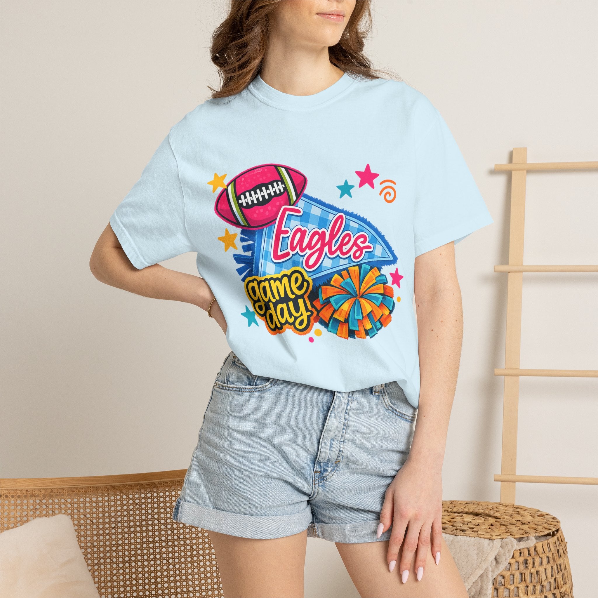 Adult Colorful Eagles Game Day T-Shirt — Football & Cheer Graphic Tee