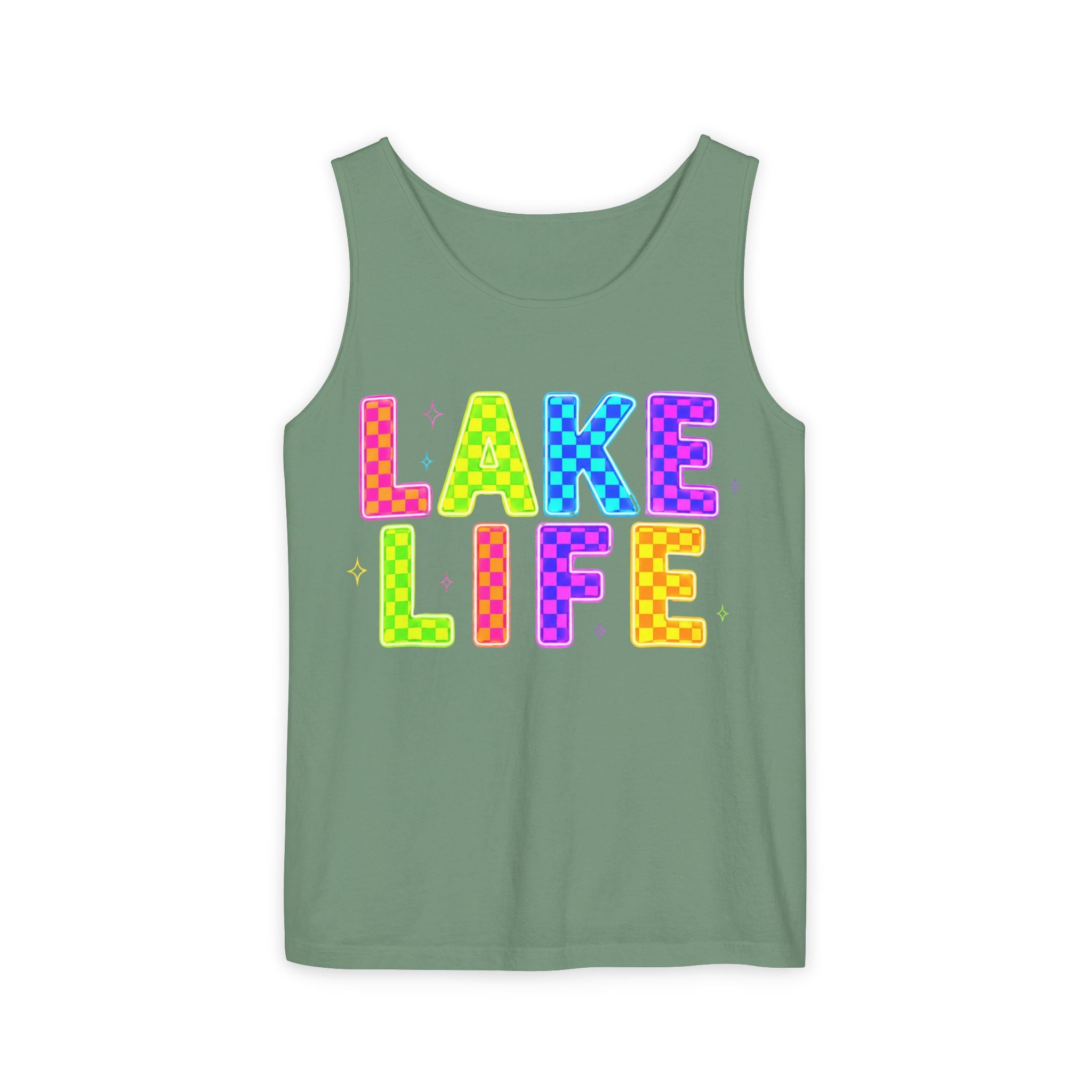 Lake Life Tank Top – Colorful Retro Checkerboard Summer Shirt