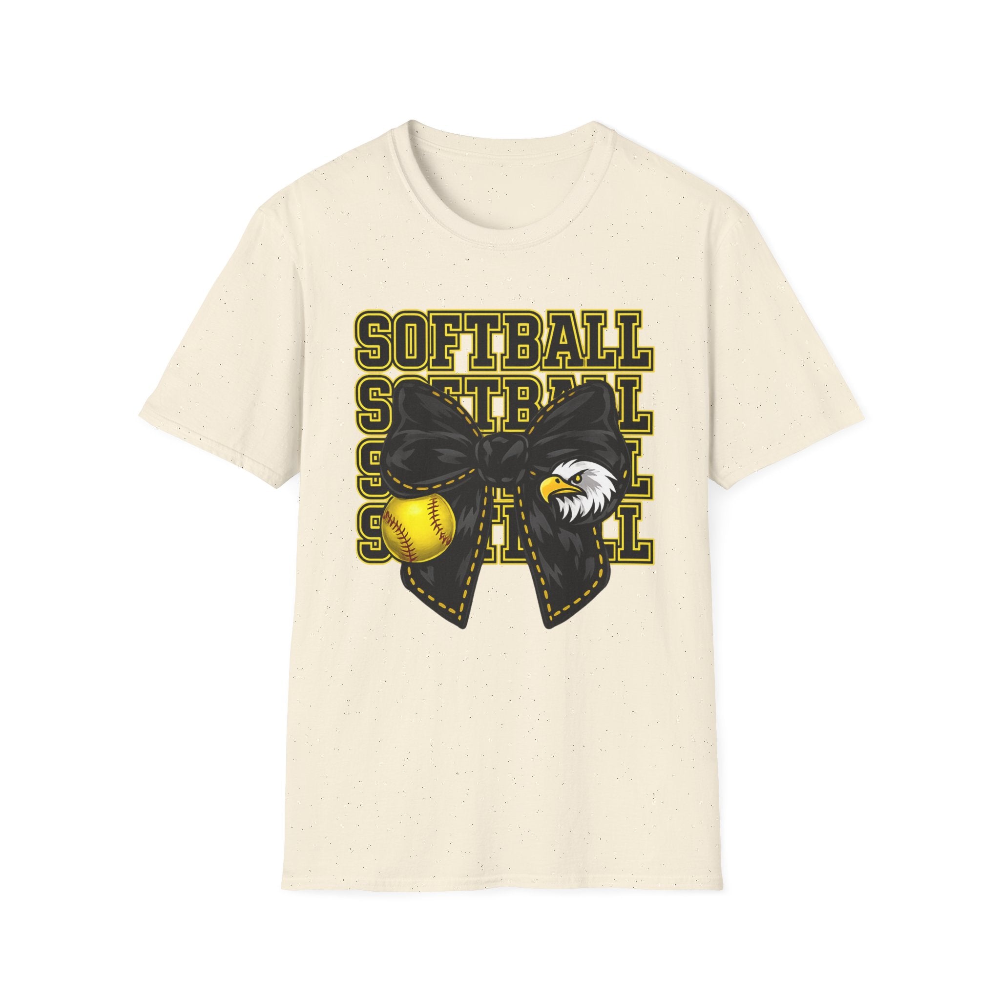 Adult Eagles SOFTBALL Bow T‑Shirt — Vintage Mascot Graphic Tee