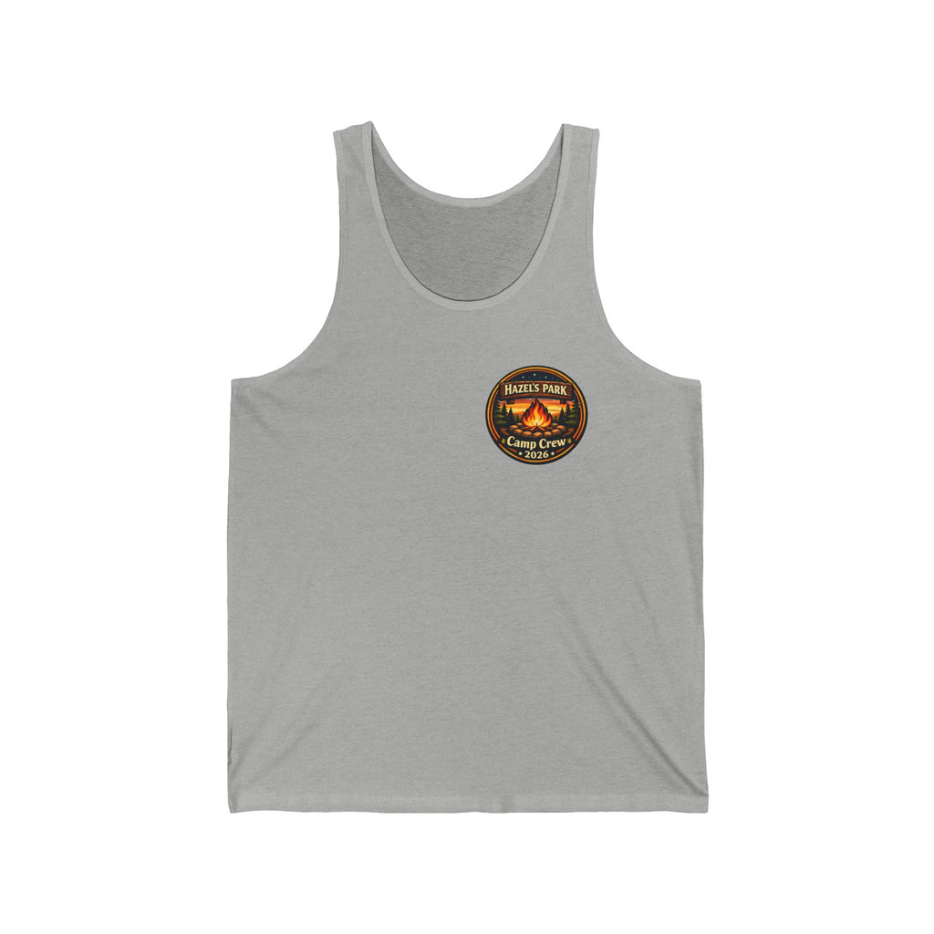 Hazel's Park Camp Crew Tank — Retro Camping Patch Tank Top